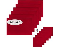 12-delige set vilten placemats en glazen onderzetters - rood tafeldecoratie deco