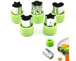 12 delige Uitsteekvormpjes - Uitsteekvorm - uitsteekvormpjes klein - voor koekjes en groente - met handbescherming - voor het snijden van vormen - groen - LOUZIR