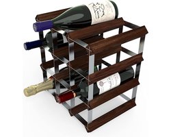 12-flessen Traditionele Wijnrek Kit Dark Pine (FSC) - RTA, Opbergoplossing voor Wijn Wine Rack