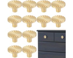 12 Geborsteld Gouden Kastgrepen - 37×37×20 mm - Platte Messing Ladegrepen - Geschikt voor Keukens, Kasten, Badkamers, Dressoirs, Garderobekasten - Goud