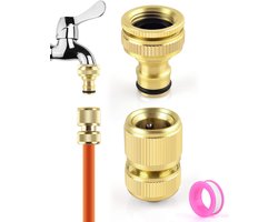 1/2 inch messing tuinslangconnector met 1/2 inch en 3/4 inch 2-in-1 binnendraad kraanaansluiting adapter voor tuin huis kraan