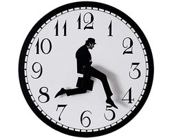 12 inch Silly Walk wandklok zonder tikken, een interessante wandklok voor de slaapkamer, keuken en woonkamer, een nieuwigheid voor in huis (zwart)