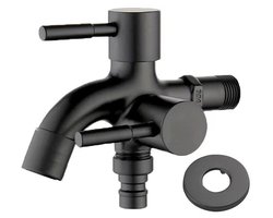 1/2-inch tuinkraan, keramische kogelkraan, buiten, vorstbestendig, dubbele kogelkraan, tuinafvoerklep, wasmachine, paraplu (zwart)