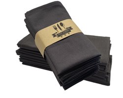 12 katoenen tafelkleden, 40x40 cm, geschikt voor westerse eettafels, bruiloften, feesten en dagelijks gebruik (grijs/zwart).