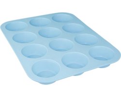 12-Muffinbakvorm PUCK - Blauw - Siliconen - Bakvorm -  Cupcake Bakvorm - Muffinvorm - Cupcake Vormpjes - Muffin - Cupcake - Non Stick - 12 Stuks