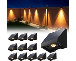 12-Pack Decoratieve Solar Lampen Voor Schutting – Waterdichte Led Buitenverlichting Op Zonne-Energie Met Warm Wit Licht – Voor Muur, Terras, Tuin, Hek, Garage, Zwembad – Eenvoudige Installatie - 6.6x5.8x5.1cm