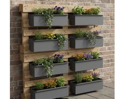 12-Pack Grote PP Plastic Plantenbakken Compatibel met Europese Pallets - Zware Binnen-/Buiten Plantenbakken, Grijze Grote Bloemen- en Tuinbakken, Onderhoudsarme Moderne Plantenpotten, Cadeau voor Tuinieren, Woondecoratie