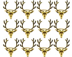 12-Pack Kerst Elanden Servetringen, Elanden Servetknoppen, Gouden Elanden Servetringen, Rendieren Servetknoppen Voor Kerstfeest Vakantie Tafeldecoratie