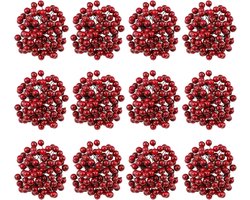12 Pack Kunstmatige Bessen Decoratie - Bessen Picks - Bessen Tak Stam - Kerst Holly Bessen voor Kerstboom Decoraties - DIY Ambacht - Krans Maken - Feestdecoratie - Dieprood