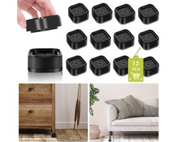 12-pack meubelverhogers - Verstelbare bedverhogers voor zwaar gebruik - voor tafel, bureau, bank, stoel, bankkast, bedpoten, slaapzaal - Zwart