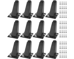 12 Pcs Metal Furniture Legs - 8cm Black Triangle - Height Adjustable - voor Bed - Sofa - Dresser - Chest of Drawers - Stool - Wardrobes - Cupboards