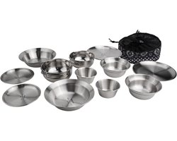 12 Stks Voor Camping Servies Set met RVS Kommen en Platen Ideaal voor Outdoor Maaltijden