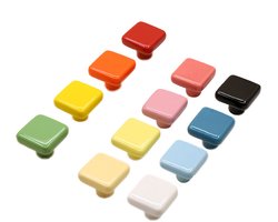 12 stuks - 32 mm - vierkante keramische kastgrepen - 12 verschillende kleuren ladeknoppen - voor keukenkast, dressoir, kledingkast, badkamermeubel - moderne meubelbeslaggrepen - eenvoudig te installeren
