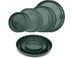 12 stuks 4 maten 15-30 cm groene plantenpot schotels set - bloempot plant druppelbakken - groene tuinpot schotels plastic plantenpot trays voor binnen en buiten