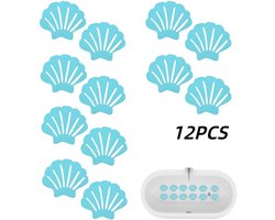 12 stuks-antislip stickers-schelpen-zelfklevende stickers-vloerstickers-geschikt voor badkamers-badkuipen-trappen-keukens-zwembaden-sauna's-toiletten-blauw- 7*9cm