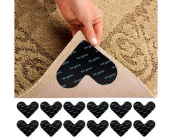 12 Stuks Antislipmat voor Tapijt, Wasbaar en Herbruikbaar Antislip Ondertapijt, Tapijten Antislip Onderlegger, Antislipstickers voor Tapijt, Dubbelzijdige Anti-Curling Grip, voor Hardhouten Vloeren