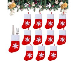 12 Stuks Bestekhouders voor Kerstmis, Decoratieve Bestekzakken van Vilt voor Messen, Vorken en Lepels, Kerst Bestek Organizer