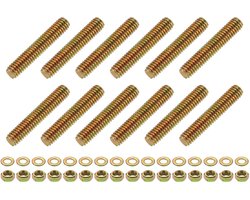 12 stuks doorlopende draadstangen 5/16 inch UNC x 1-3/4 inch lengte, verzinkt koolstofstaal, draadstangen met moeren en ringen voor klemmen, hangers en U-schroeven, kleur zink