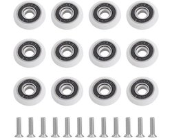 12 stuks douchecabine rollers, glazen deurrollen 23 mm kogellagers - Geleidingswielen voor schuifdeur - Kunststof - Inclusief schroeven