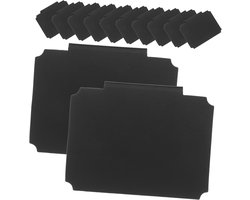 12 stuks - Etiketten - mandjes labels met clip - verwijderbare opbergrek labels - schoolbordlabel - labelhouders - clip-on labels - planklabels - PVC-etiket - herbruikbaar - voor bakken, mandjes, dozen - 9*7 cm - zwart