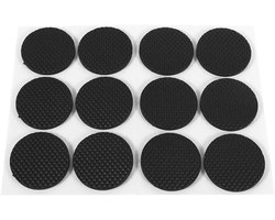 12 stuks EVA anti-kras voetkussentjes voor tafel en stoel, rubberen meubel voetkussentjes, vloerbeschermers voor tapijt, antislip klevende stoelkussentjes, stille vloerbeschermers voor meubelpoten, banken, tafels (zwart, 4,6 cm)