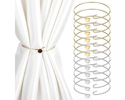 12 Stuks Gordijnhouders in Goud, Eenvoudig Ontwerp voor Slaapkamer, Woonkamer en Kantoor Decoratie