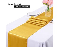 12 stuks gouden satijnen tafelloper 30 cm x 275 cm voor bruiloften en feesten