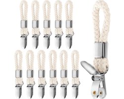 12 stuks handdoekklemmen, handdoekclips met lussen, handdoekhangers zonder naaien, ophanghaakjes voor handdoeken, theedoek, handdoekclips voor kledingkasten, badkamers en keukens