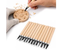 12 stuks houtsnijmessen, snijgereedschap voor hout, mini-snijmessenset, carving DIY, houtsnijset