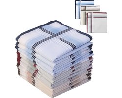 12 stuks katoenen zakdoeken 40x40 cm – 100% katoen heren en dames zakdoek set, klassiek satijn geweven handdoekjes, herbruikbaar en wasbaar, wit zakdoek pocketdoek