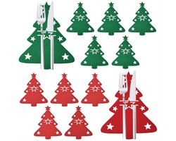 12 stuks Kerst Bestekhouders Vilt - Tafeldecoratie voor Feestelijke Diners