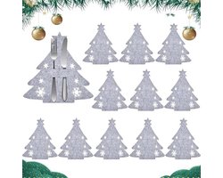 12 Stuks Kerstboom Bestekhouders voor Tafeldecoratie