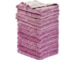 12 STUKS Keukendoeken Vaatdoeken - Multifunctionele Herbruikbare Vaatdoeken - Dubbelzijdige Microvezel Reinigingsdoeken - voor Meubels, Thee, Kommen - 10x 6 inch - Paars en grijs