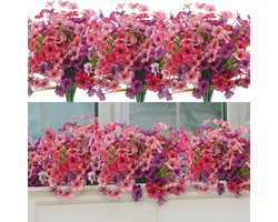 12 stuks kunstbloemen decoratie, 3 kleuren, UV-bestendige kunstbloemen buiten, kunstheesters, planten, boeket voor bruiloft, huis, feest, festival, bloemstukken