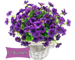 12 Stuks Kunstmatige Eucalyptus Violette Bloemen Voor Thuis, Woonkamer, Eettafel, Bruiloft, Tuin, Kunstbloemen, Boeketdecoratie（Paars）