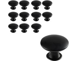 12 Stuks ladeknoppen - Deurknoppen voor Kasten – ladeknoppen set voor kastlade keuken - deurknopjes - Meubelknoppen / Kastknoppen zwart - LOUZIR
