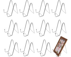 12 Stuks Metalen Bordenstandaard Zilver - 10 cm IJzeren Easel Display Stand - Bordenhouder voor Foto's, Kunst, Borden en Frame - Tafel Kunststandaard en Signaal Houder
