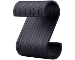 12 stuks - Ophanghaken - S haken - 85mm - Metaal - voor het ophangen van potten en pannen, planten, koffiekopjes, kleding - zwart - voor handdoeken in de keuken, slaapkamer, badkamer, kantoor en tuin