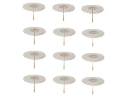 12 Stuks Papieren Parasol Strandparasol Wit DIY Fotografieaccessoires Voor Baby Shower Feestjes Trouw 60 Cm/23,6 Inch