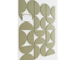 12 stuks prikborden van kurk voor doe-het-zelf-huisdecoratie - wandtegels van vilt met een halfronde vorm voor wanddecoratie in kantoor- en klaslokalen, voor notities en foto's, groen