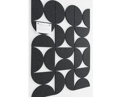 12 stuks prikborden van kurk voor doe-het-zelf-huisdecoratie - wandtegels van vilt met een halfronde vorm voor wanddecoratie in kantoor- en klaslokalen, voor notities en foto's, zwart