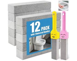 12 stuks - puimsteen toilet reinigingsset - pumice stone toilet brush - toilet reinigingssteen - puimsteen materiaal - krachtige vlekverwijdering - toilet, badkamer, gootsteen, tegelreiniging - grijs(comes with 2 handles)