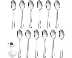 12 Stuks Roestvrijstalen Koffielepels - 14 cm Koffielepel Set - Roestvrijstalen Dessertlepel - Vaatwasserbestendig - Theelepel - Roestvrijstalen Eetlepel - Lepel Spiegelschoon voor Thuis - Restaurant