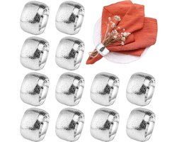 12 Stuks Ronde Servetringen in Zilver voor Feestelijke Tafeldecoratie