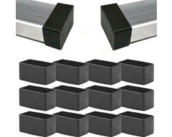 12 Stuks Rubber Voetjes voor Meubels - Zwarte Rechthoekige Vloerbeschermers voor Tafel en Stoelen, Ideaal voor Houten Vloeren en Meubelbescherming (20x30mm)