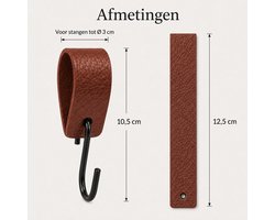 12 Stuks S-Haken - Multifunctionele Ophanghaken met Leren Bekleding - S-Vormige Haken voor Keuken, Badkamer en Kledingkast - Voor Stangen tot 3 cm - Ruimtebesparende Organizer voor Kleding, Handdoeken en Keukengerei - Bruin