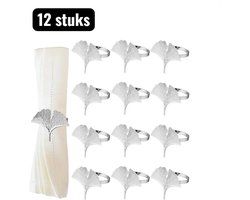 12 stuks - Servetringen - Ginkgo Blad Servetringen - Metaal Herfst Servethouders -Servethouders - Tafel accessoires - Minimalistische Bruiloft Servetringen - Creatieve Servethouders voor Hotel en Hui - Zilver