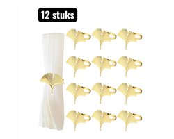 12 stuks - Servetringen - Ginkgo Blad Servetringen - Metaal Herfst Servethouders -Servethouders - Tafel accessoires - Minimalistische Bruiloft Servetringen - Creatieve Servethouders voor Hotel en Hui - Goud