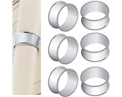 12 stuks servetringen met kralen aan de zijkant van roestvrij staal, delicate servetgespen (zilver)