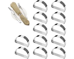 12 stuks Servetringen - Servetgespen - Zilver Servetringen - Servet ringen tafeldecoratie - Creatieve Servethouders - Tafeldecoratie - Bruiloft Decoratie - Tafel Accessoire - Tafeldecoratie - Zilver - 5cm - D-vormig